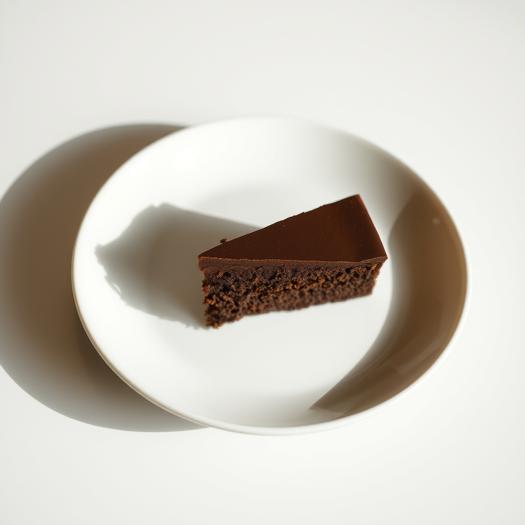A Slice of Chocolate Cake in Warm Light