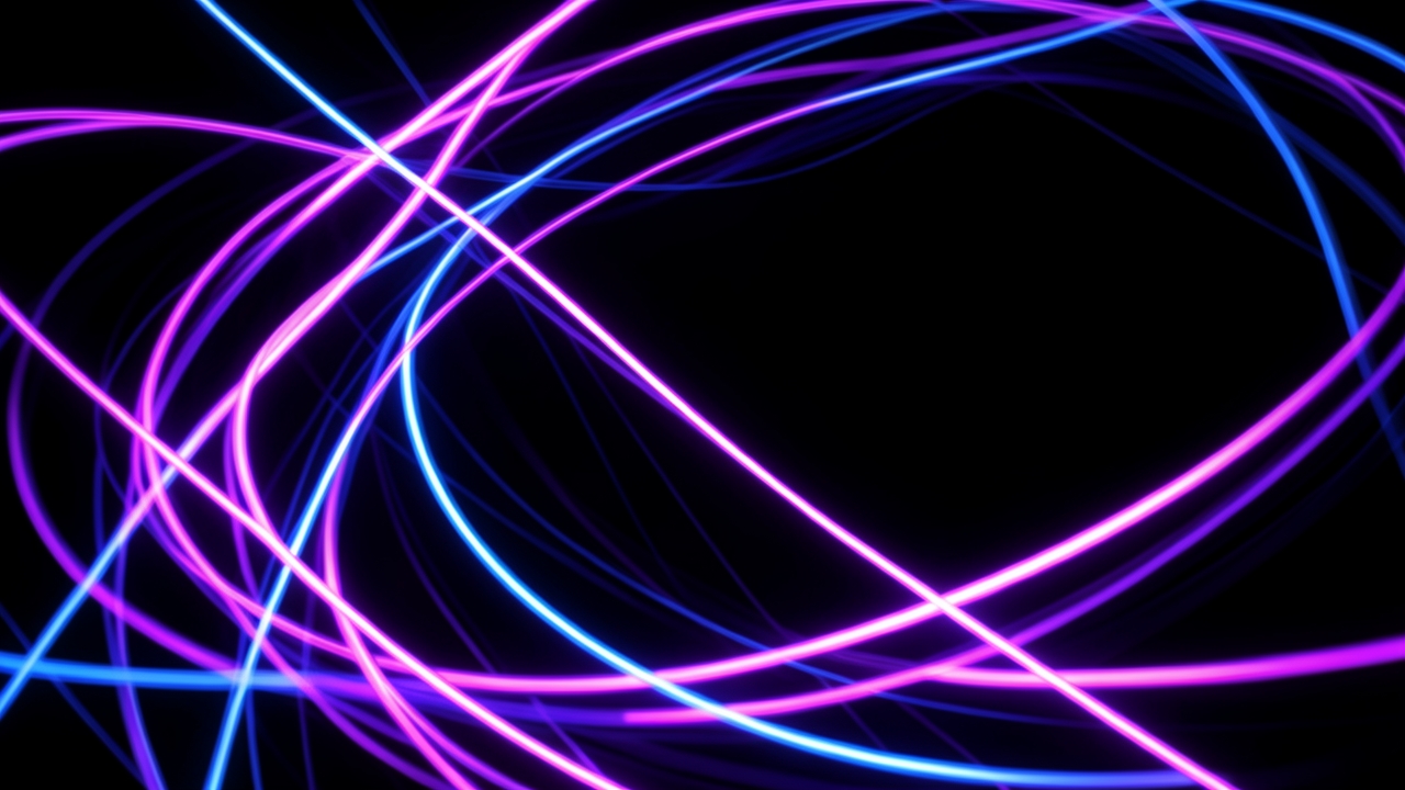 Abstract neon light streaks in purple and blue hues
