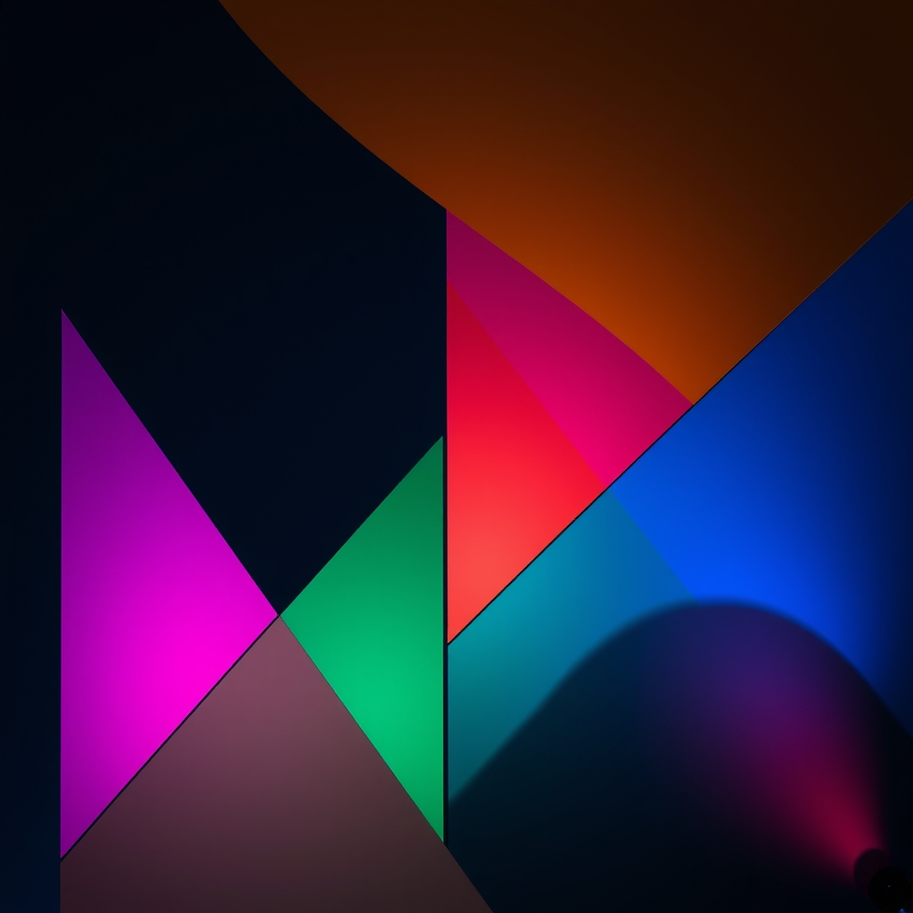 Abstract Night Geometric Shapes with Soft Lighting