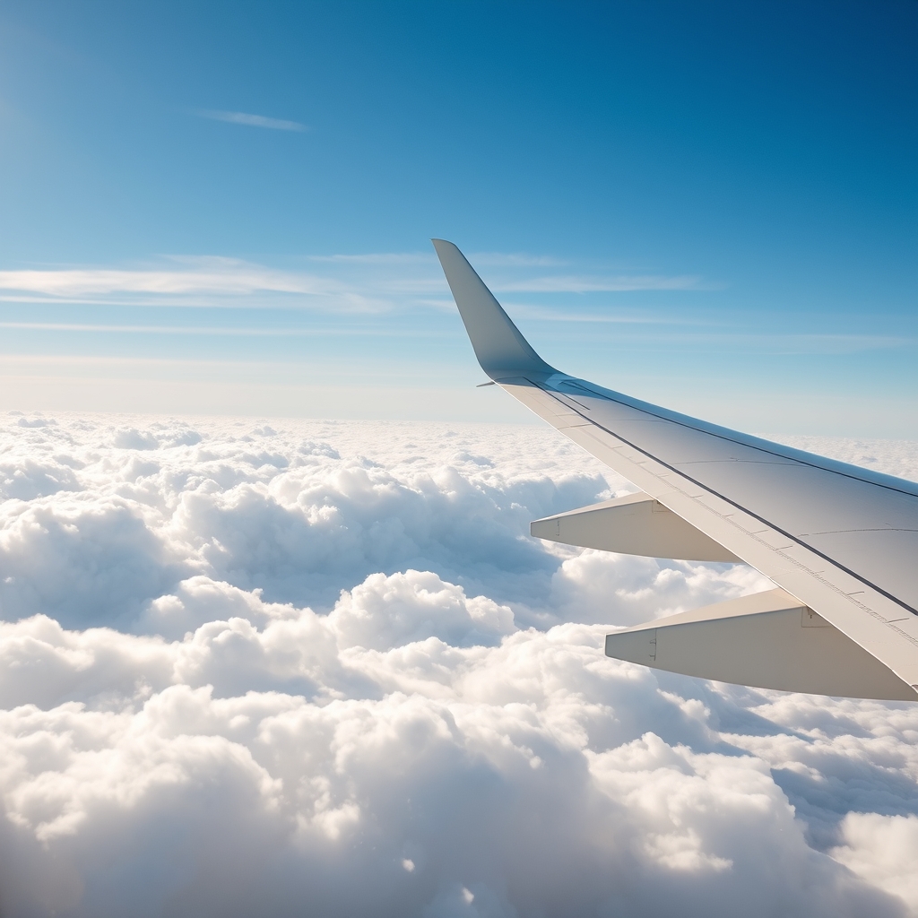 雲の上の飛行機の翼