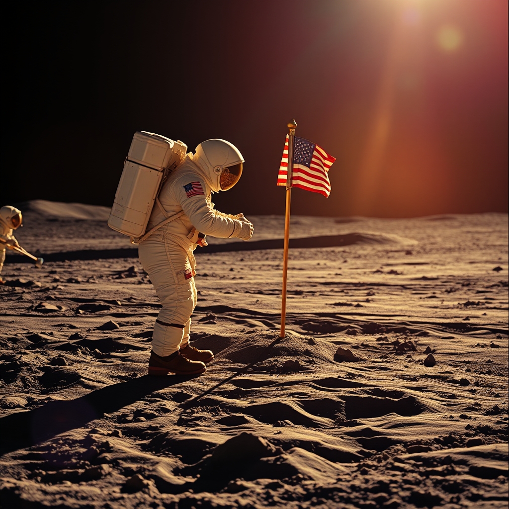 Astronaut in spacesuit on moon surface