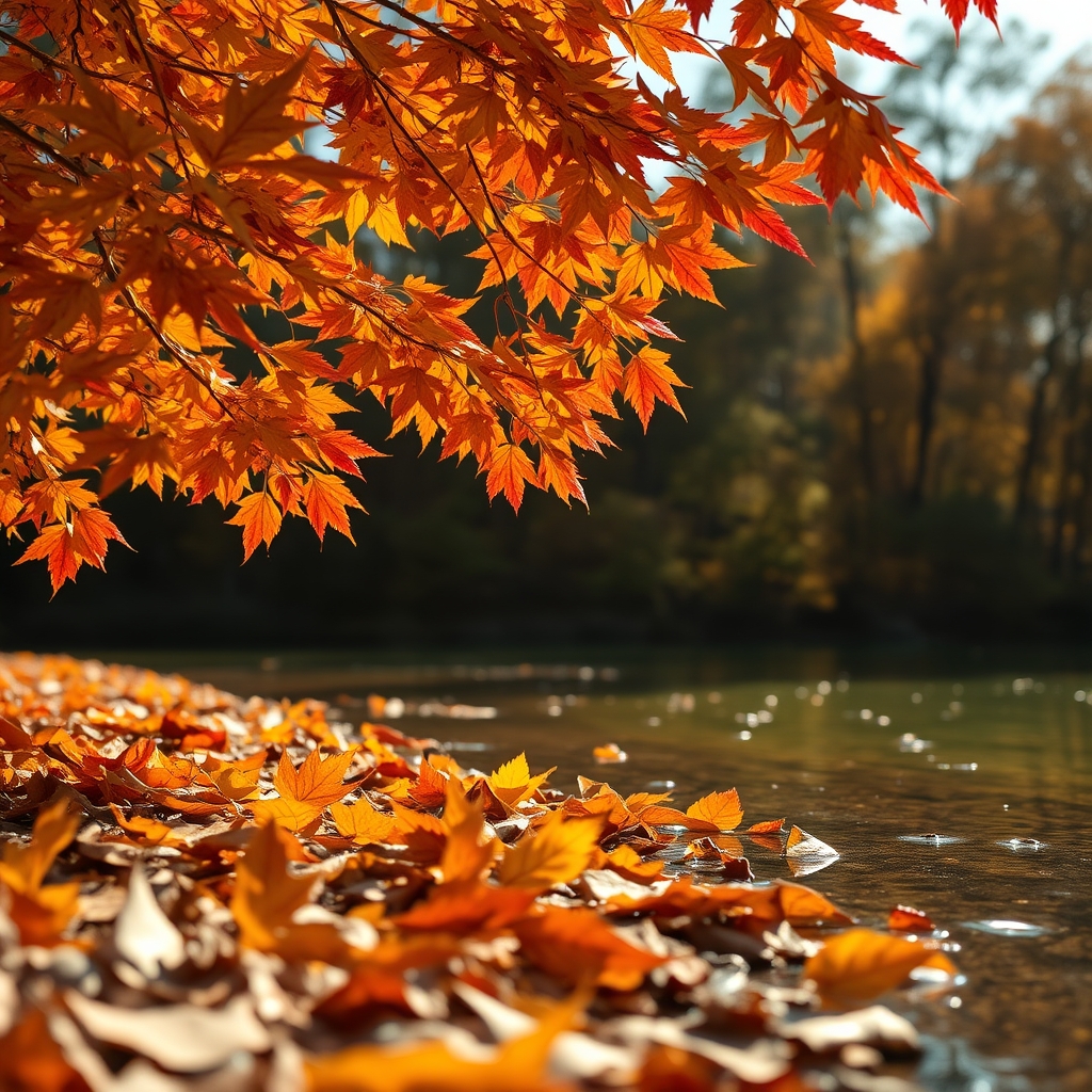 Autumn Leaves Under Warm Sunlight
