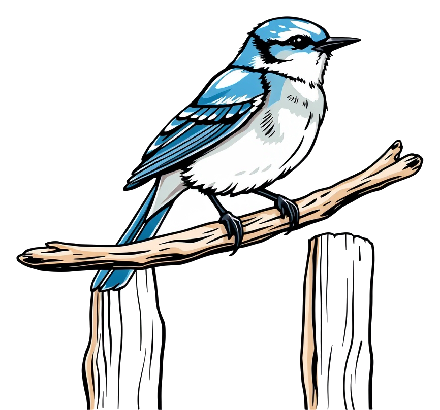 A bluebird perched on a branch.