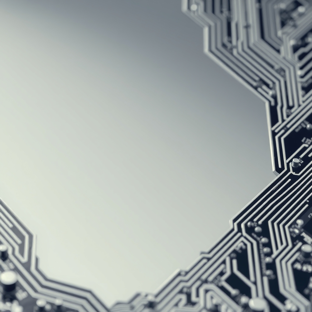Close-up of a circuit board with empty space and high contrast.