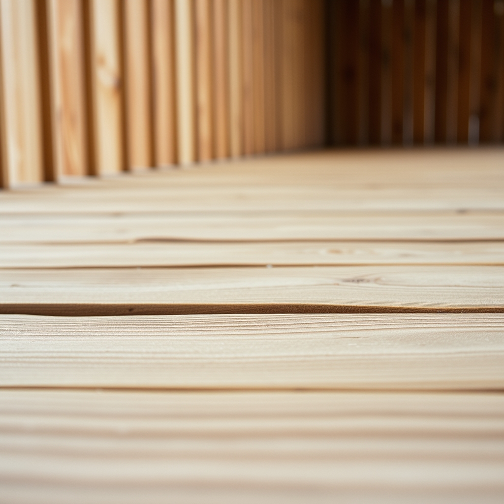 Close-up of Light Wooden Planks in Morning Light