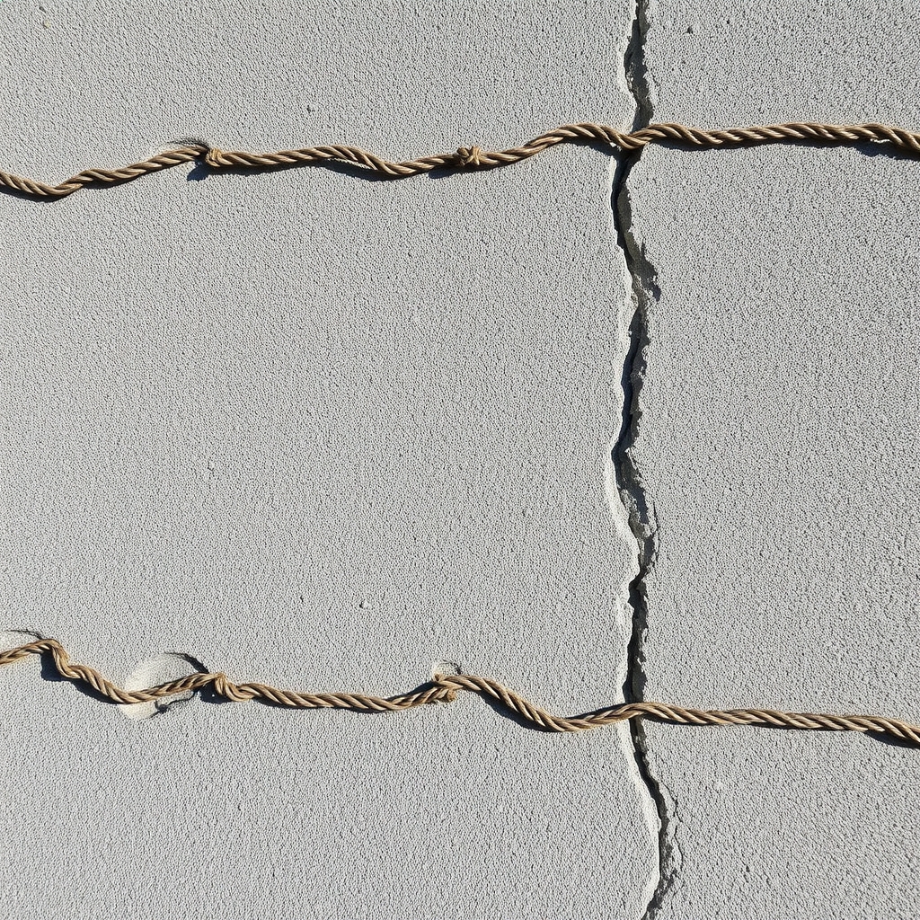 Close-up of Rough Concrete Wall with Metal Rebars