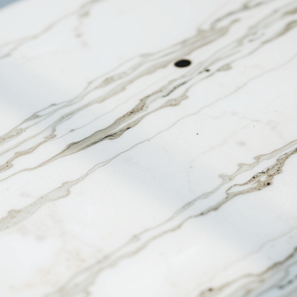 Close-up of White Marble Texture with Subtle Water Reflections