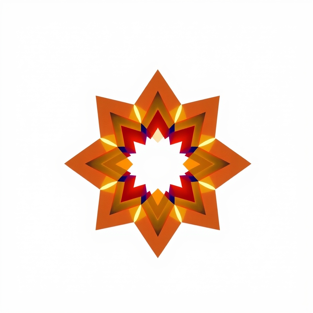 A colorful geometric pattern at dusk, minimalist style, centered composition, soft lighting.