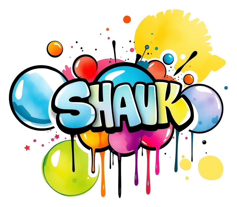 Colorful Graffiti Shapes with Vibrant Neon Colors