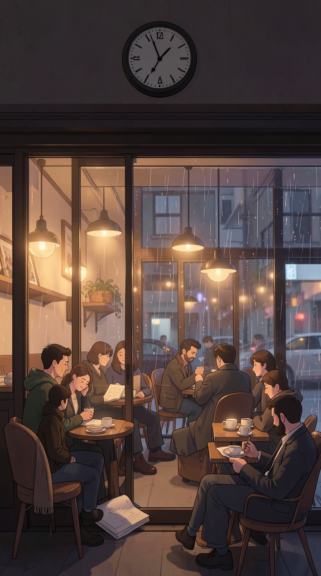 Cozy cafe at night