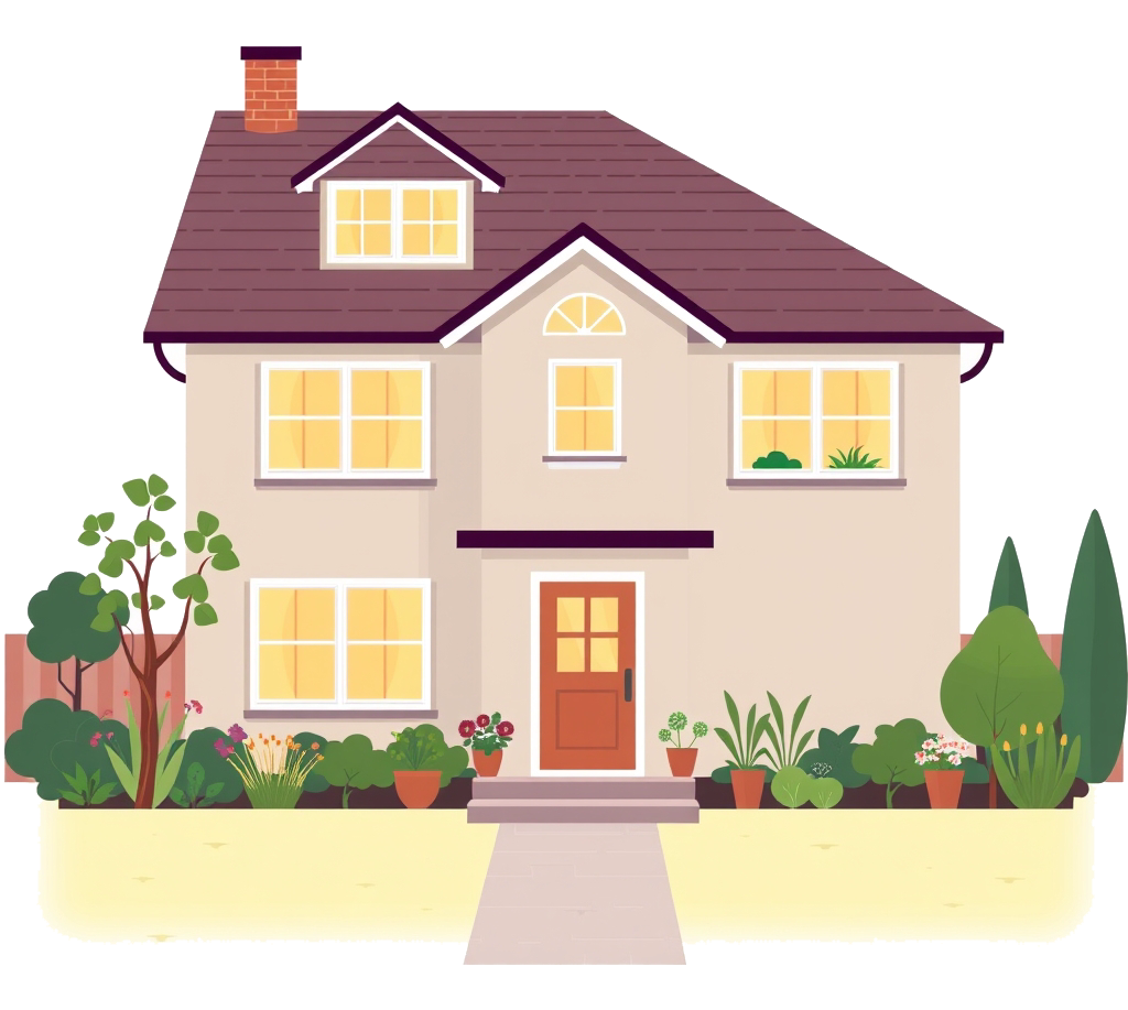 Cozy suburban house with garden