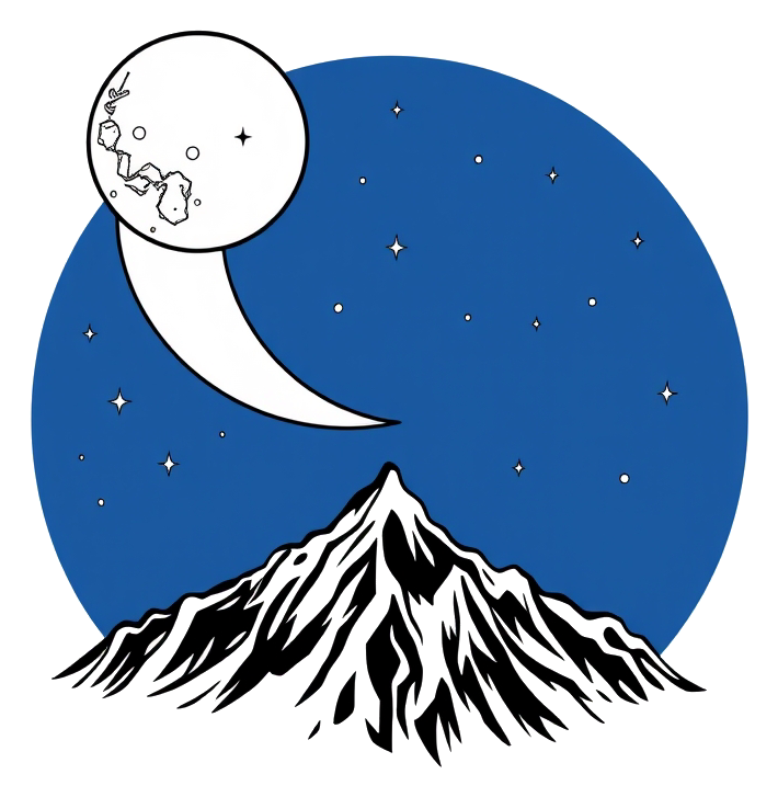 Crescent moon shining with stars in a dark blue night sky
