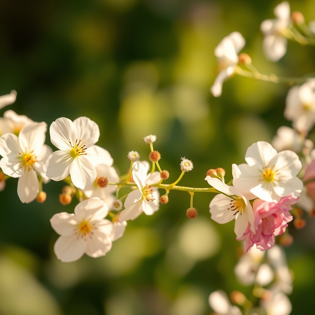 Delicate Floral Pattern in Warm Sunlight