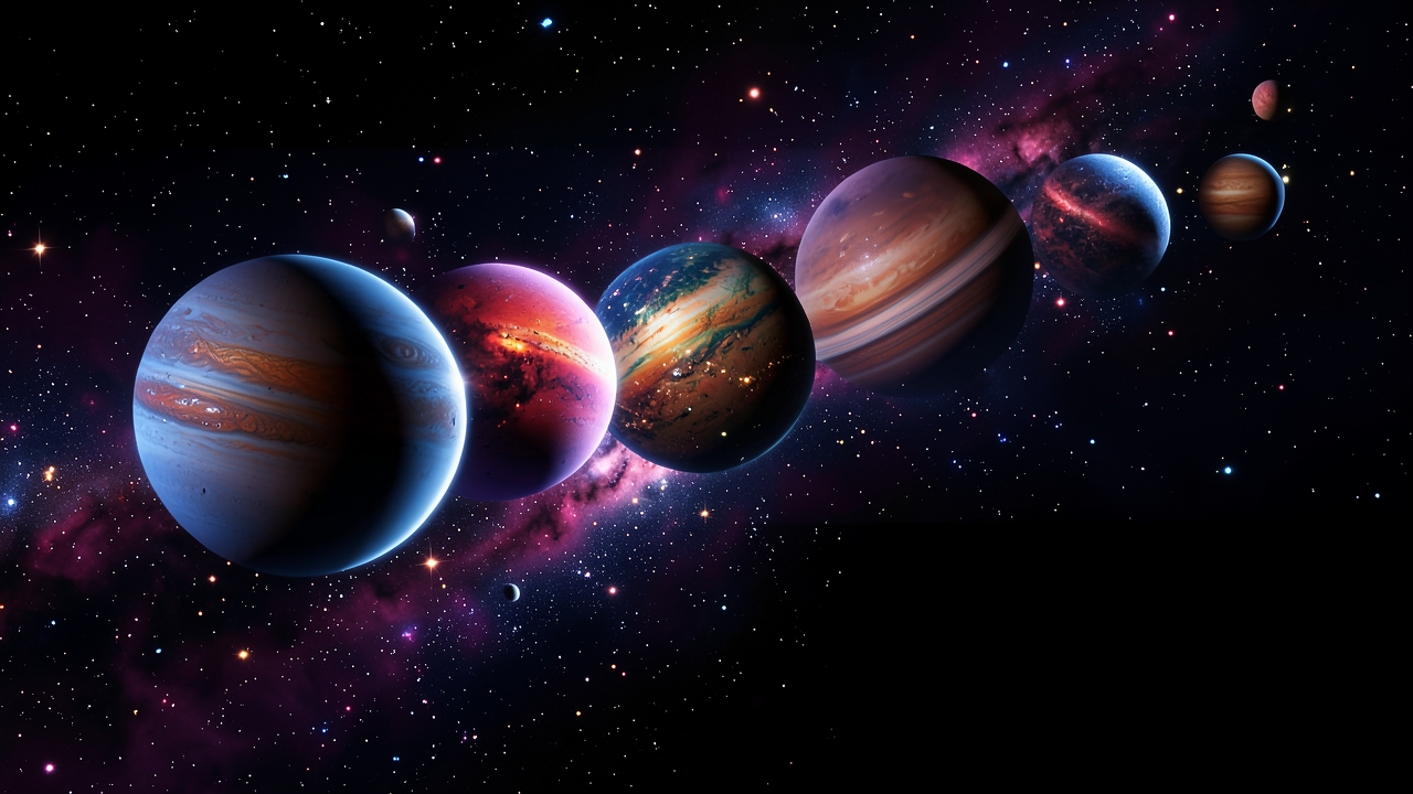 Dramatic galaxy with planets