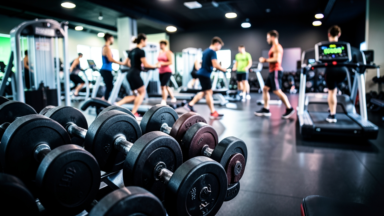 Fitness gym with dramatic light
