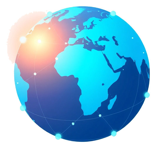 Glowing blue globe with connections
