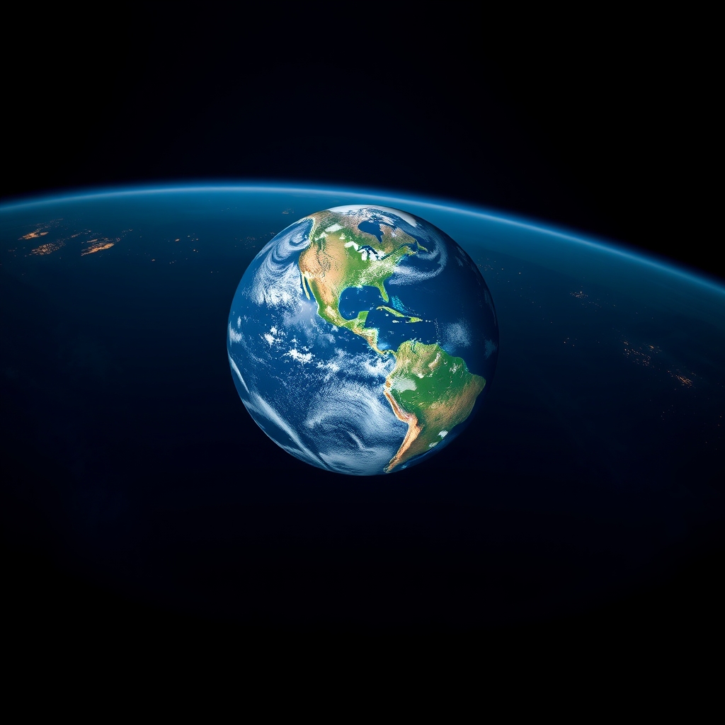 Glowing earth at night from space