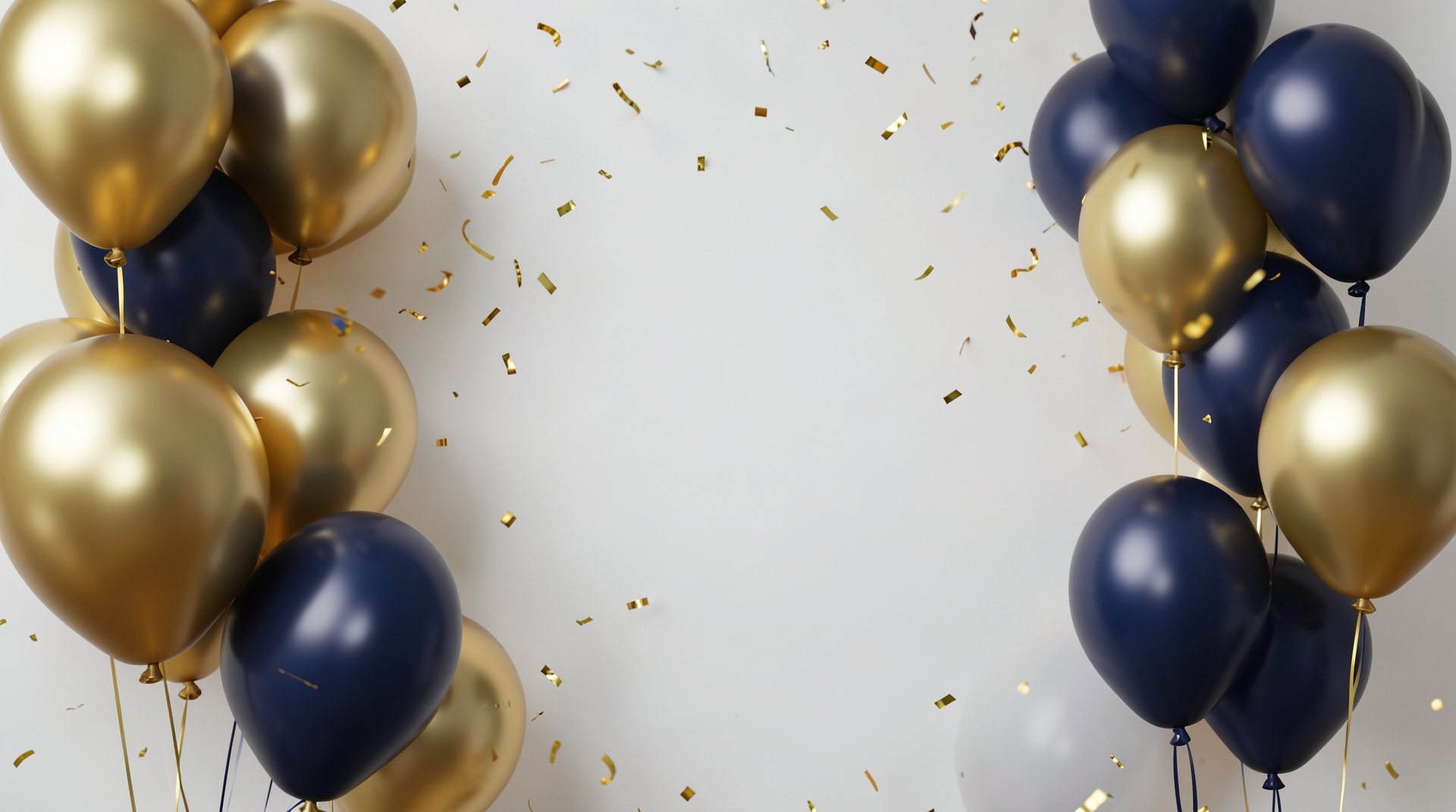 Gold and Navy Balloons on a Minimal Background