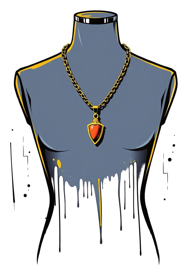 A gold chain with a pendant, centered in a minimalist composition with soft lighting.