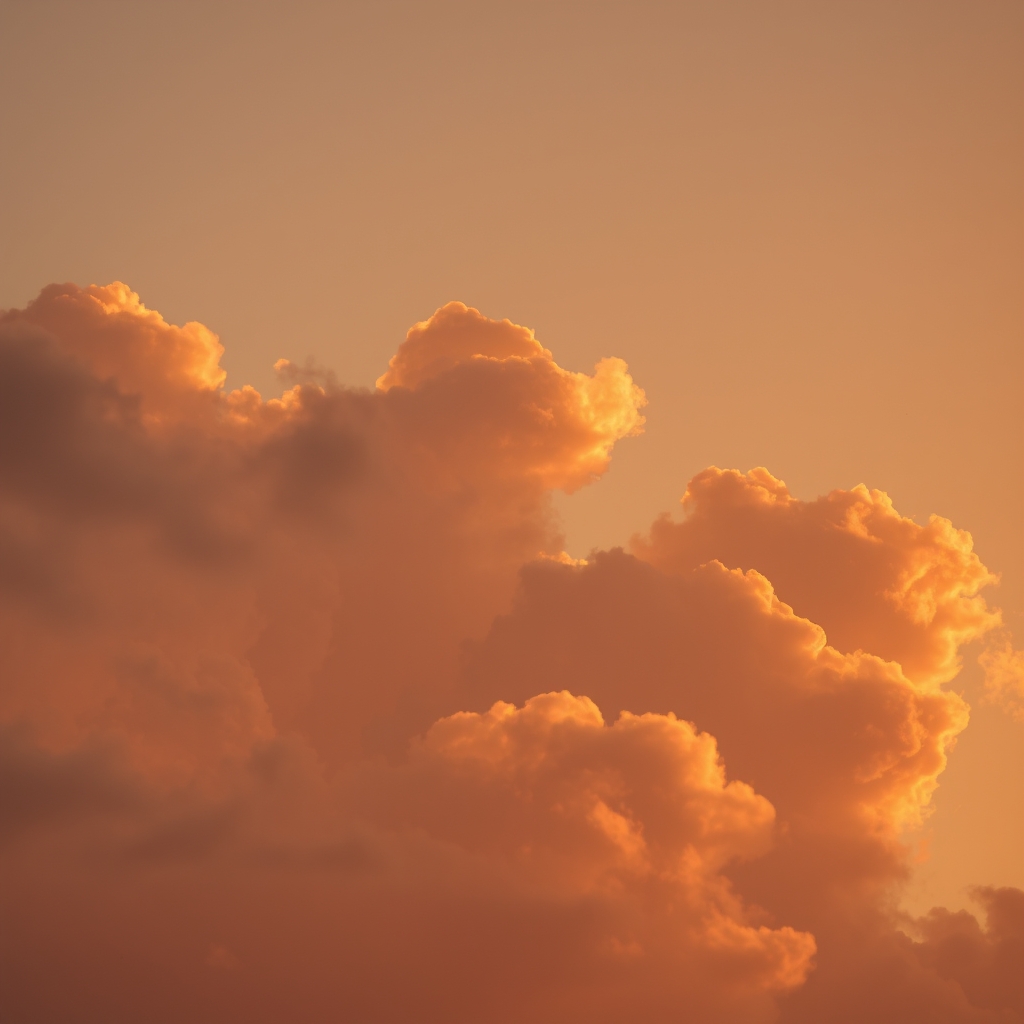 Golden Hour Cloudscape with Soft, Fluffy Clouds