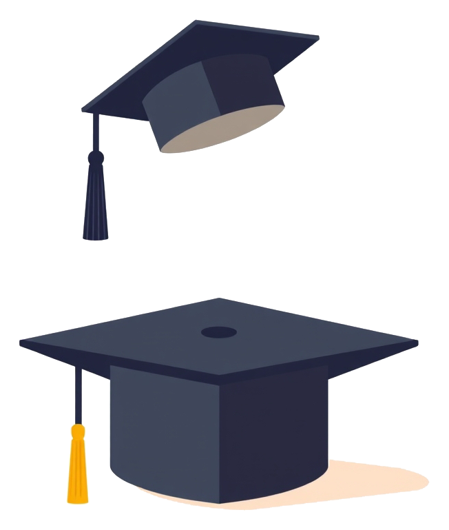 Graduation cap on a desk