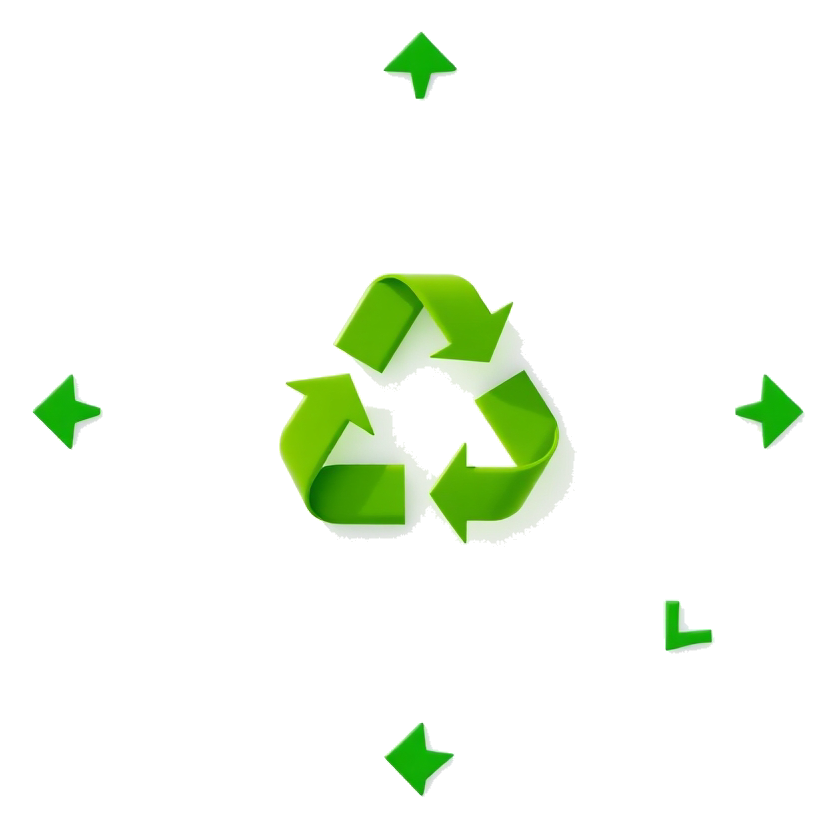 Green recycling arrows in a circular motion