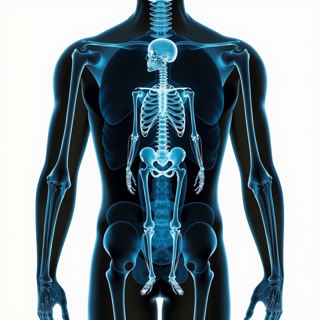 Illustration of Human Skeletal System in X-ray View