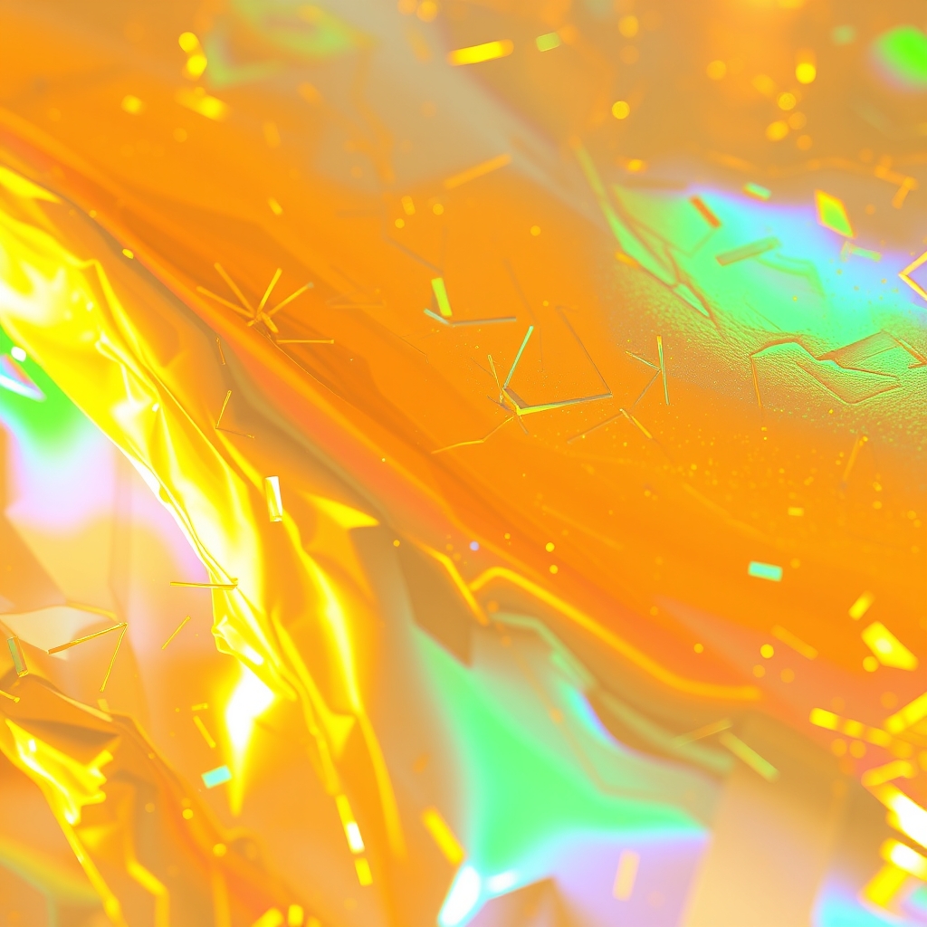 Iridescent Holographic Texture with Golden Hues