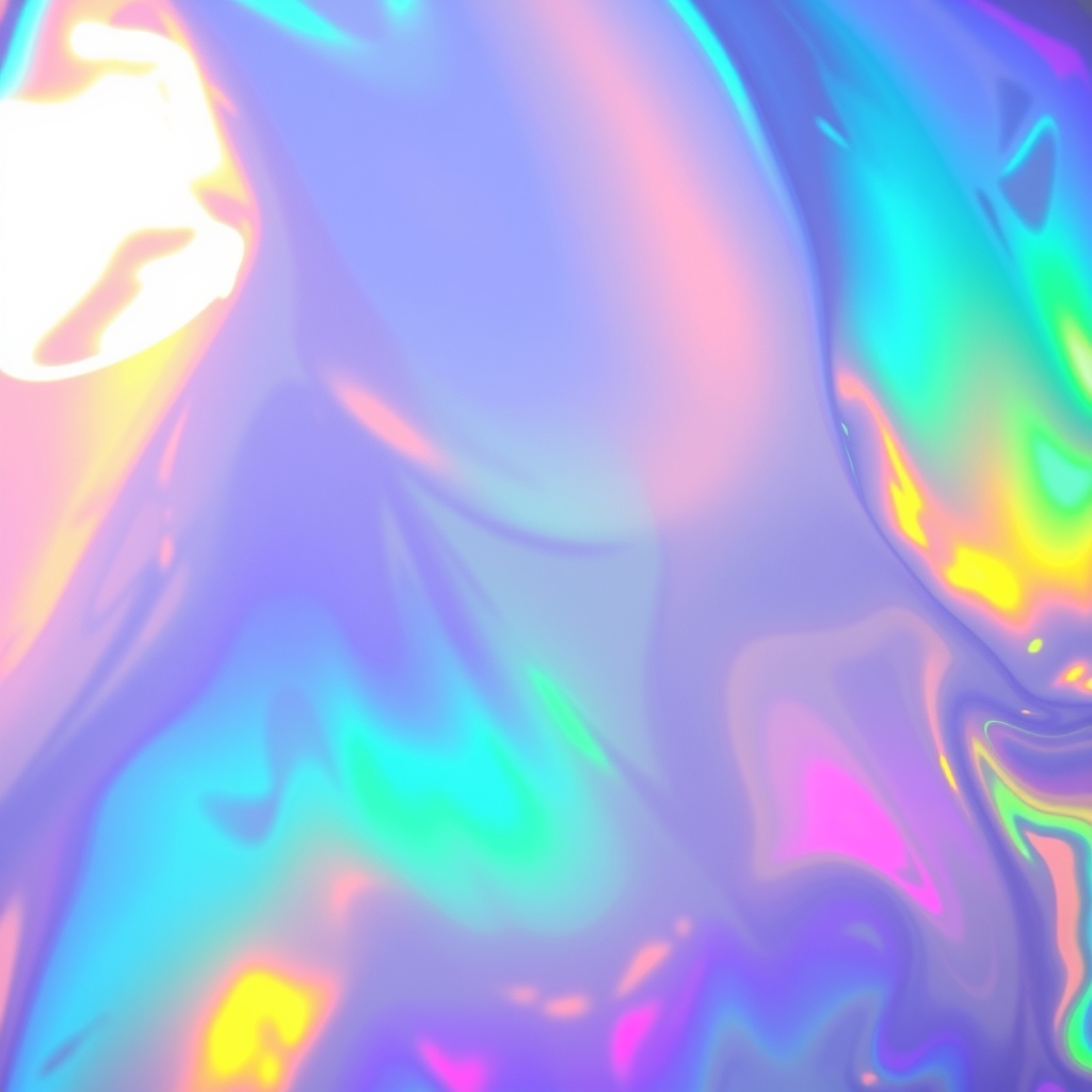 Iridescent Holographic Texture with Shimmering Colors and Neon Lights at Night