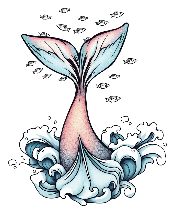Mermaid Tail in Ocean Waves
