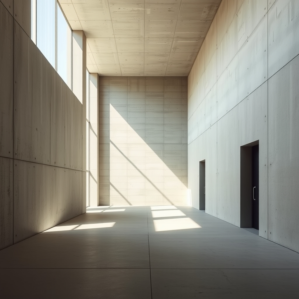 Minimalist concrete building with simple lines