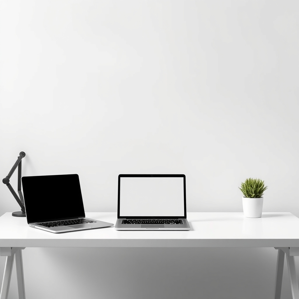 Minimalist Tech Workspace with Empty Space