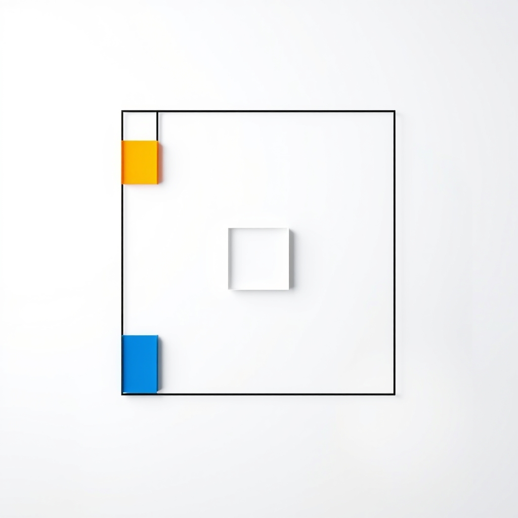 Minimalist White Square on Dark Grid