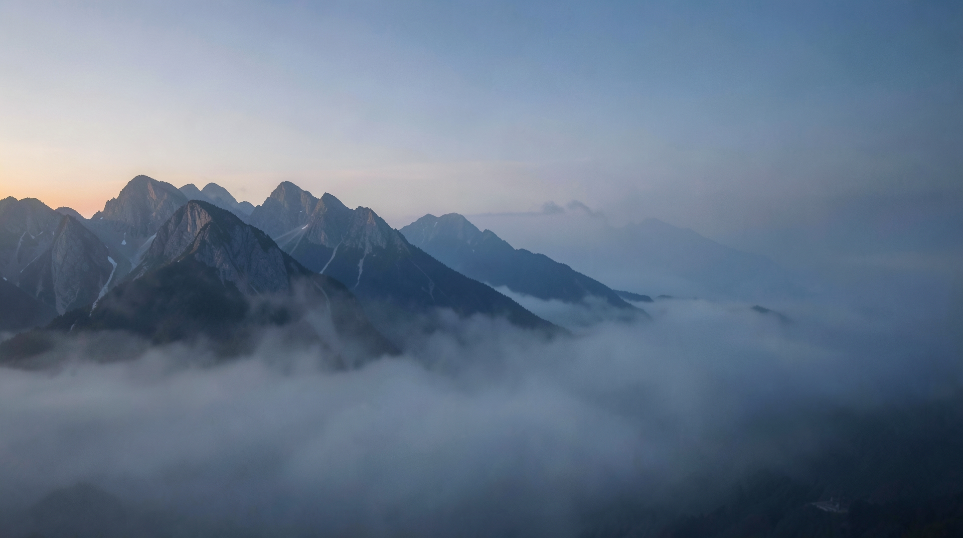 Misty mountains at dawn