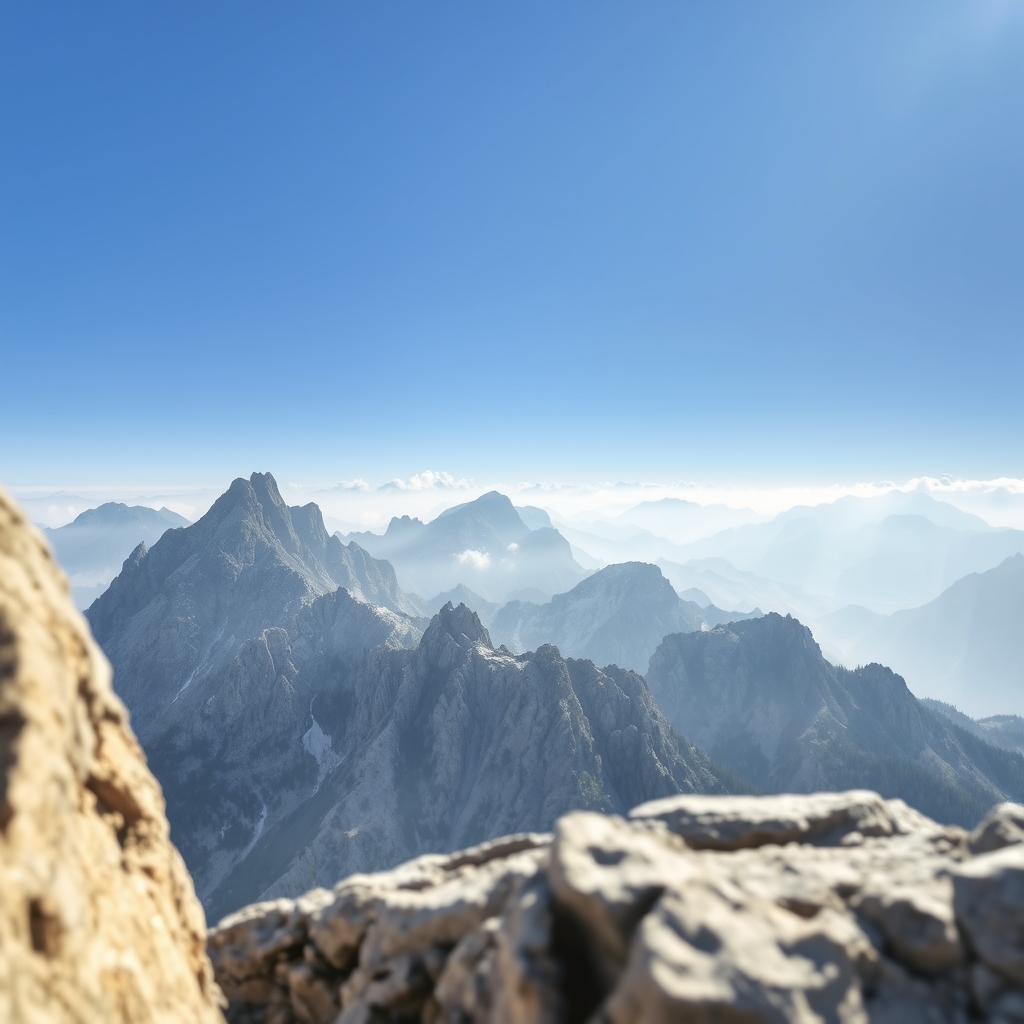 Mountain Peaks in Morning Mist, Rocky Texture