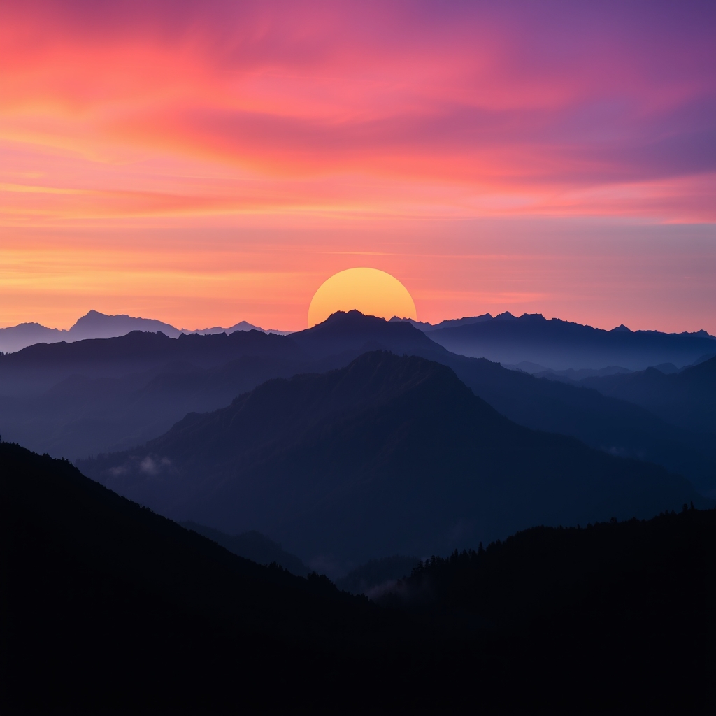 Mountain Silhouette at Sunrise