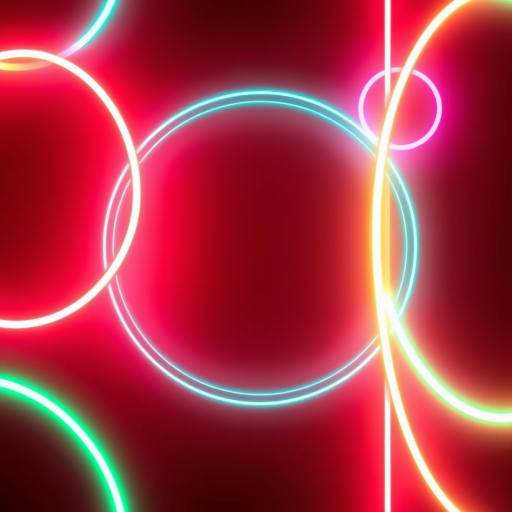 Vibrant neon lights on a dark background, abstract composition, futuristic style