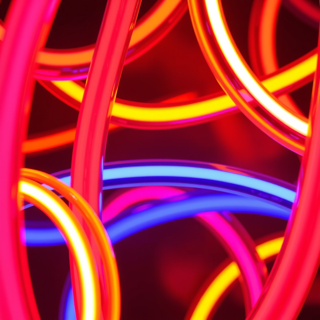 Vibrant Neon Lights on Dark Background