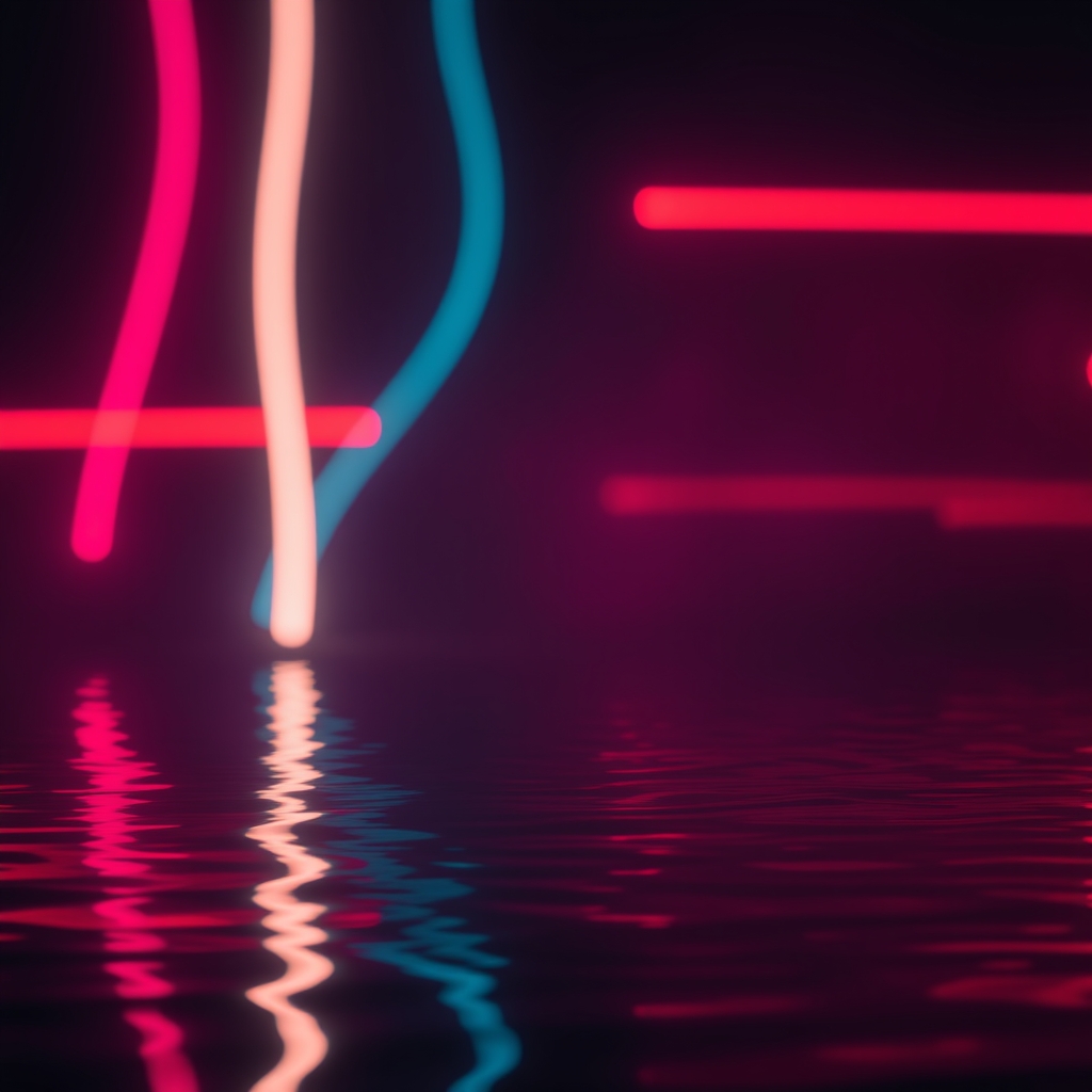 Softly Lit Neon Lights Reflecting on Water