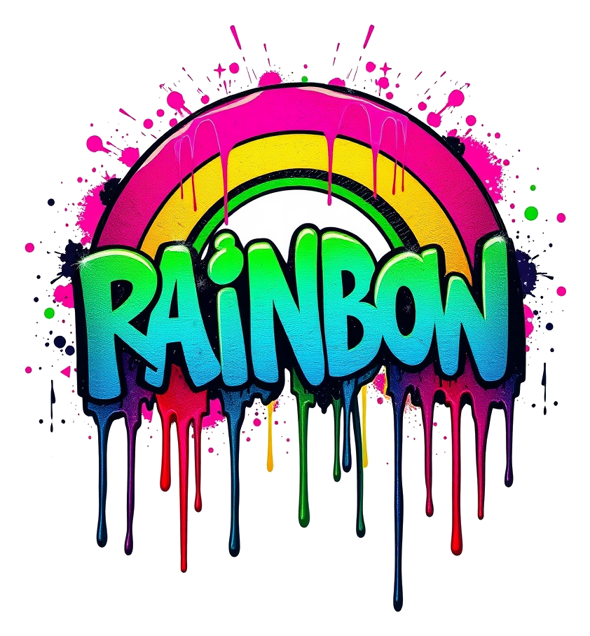Neon Rainbow Graffiti Drips