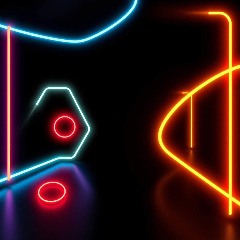 Neon Shapes on Dark Background