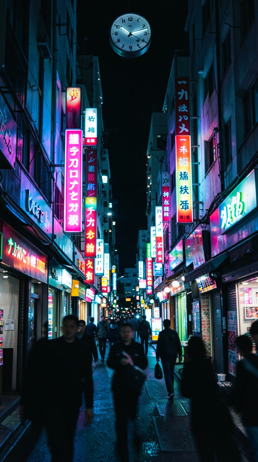 Neon Tokyo Alley at Night with Neon Lights