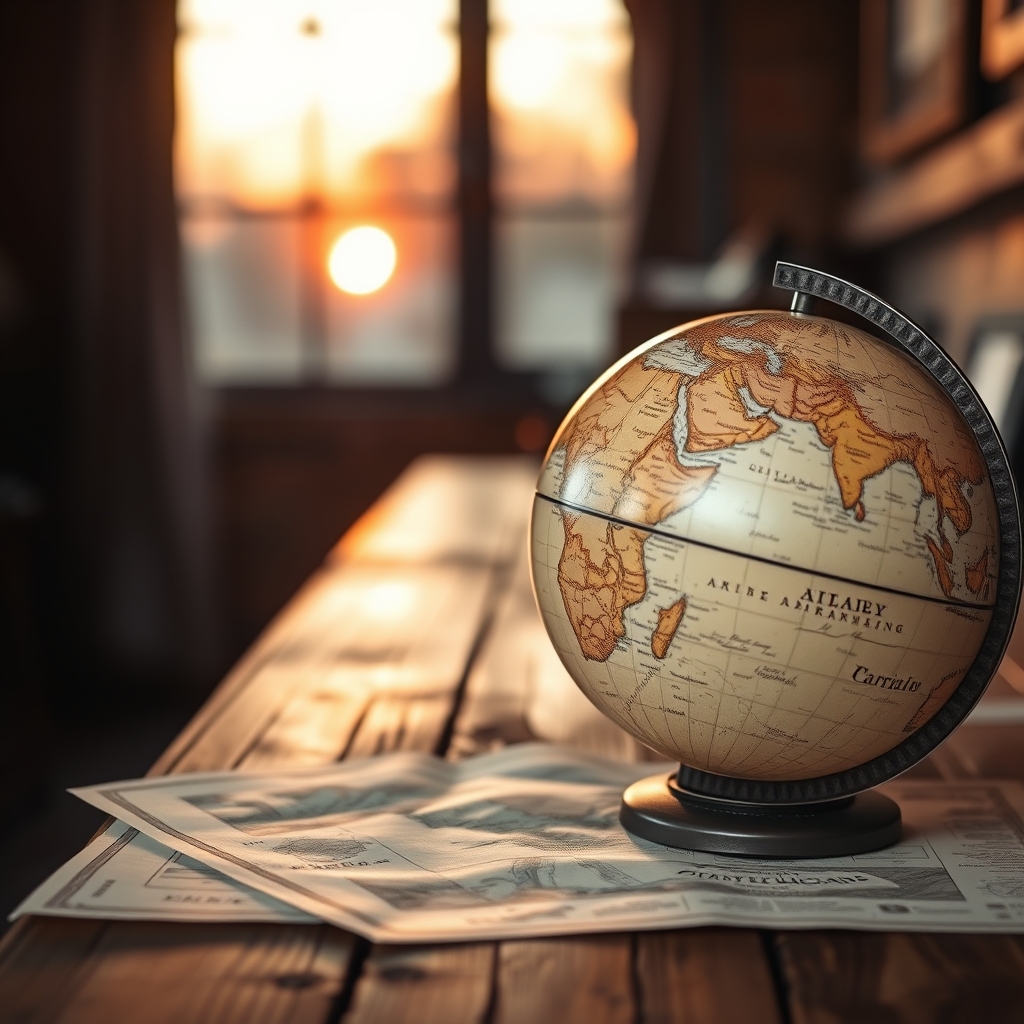 Old map on wooden table