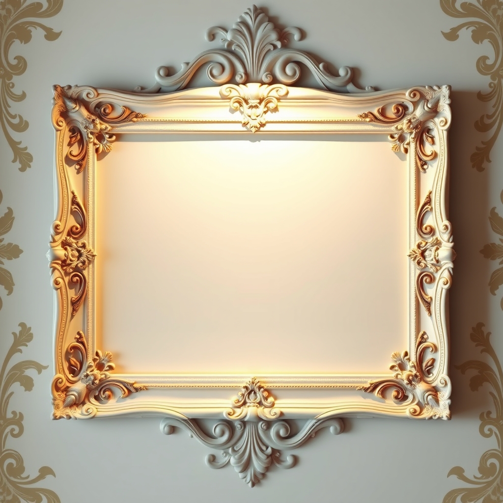Ornate vintage frame with floral pattern and empty center