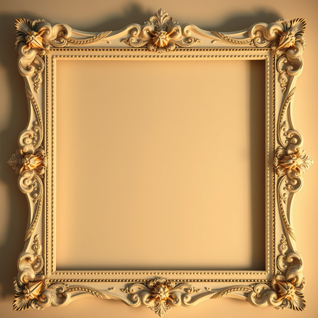 Ornate Vintage Frame with Intricate Details and Warm Lighting