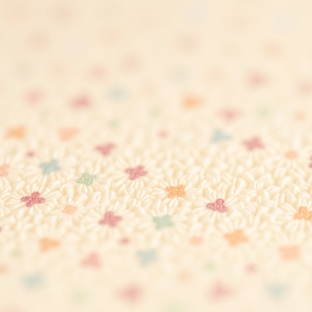 Softly lit, close-up of a cute patterned background with pastel colors. Warm beige tones with gentle bokeh.