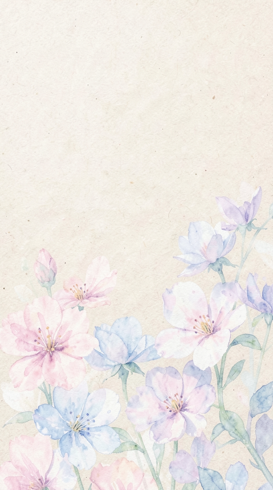 Pastel flowers on beige paper