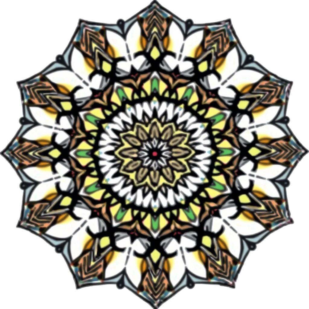 Intricate geometric mandala pattern in pastel colors.