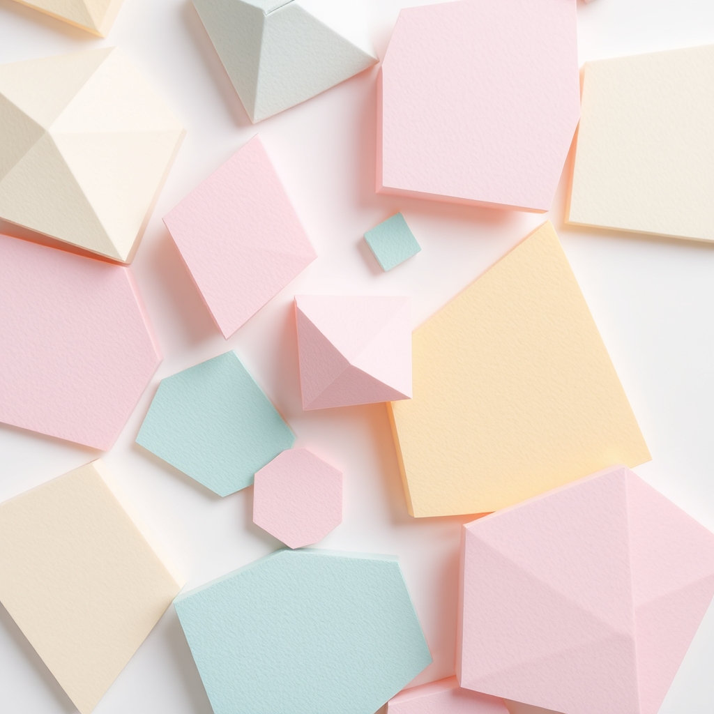 Pastel Geometric Shapes on White Background