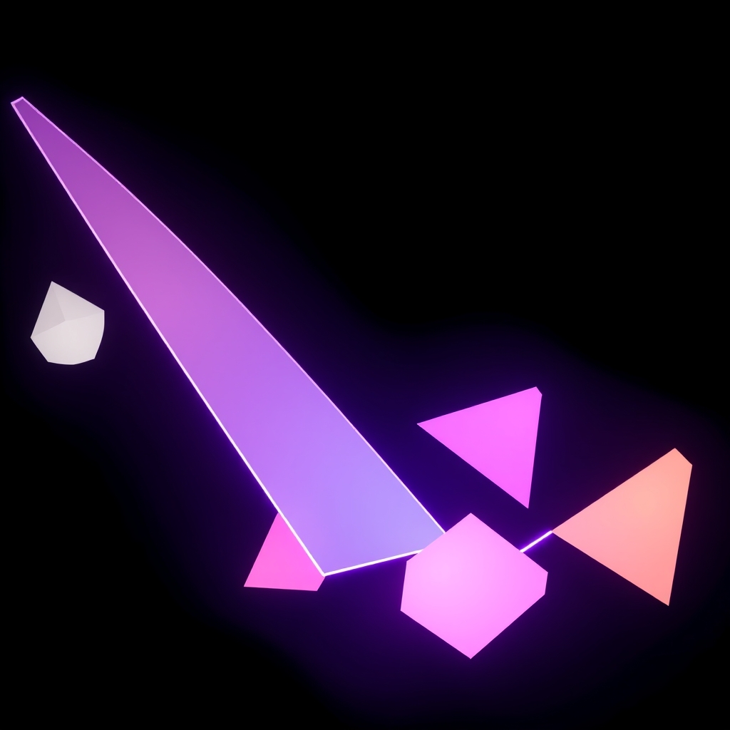 Pastel Geometric Shapes on Dark Background with Neon Accents